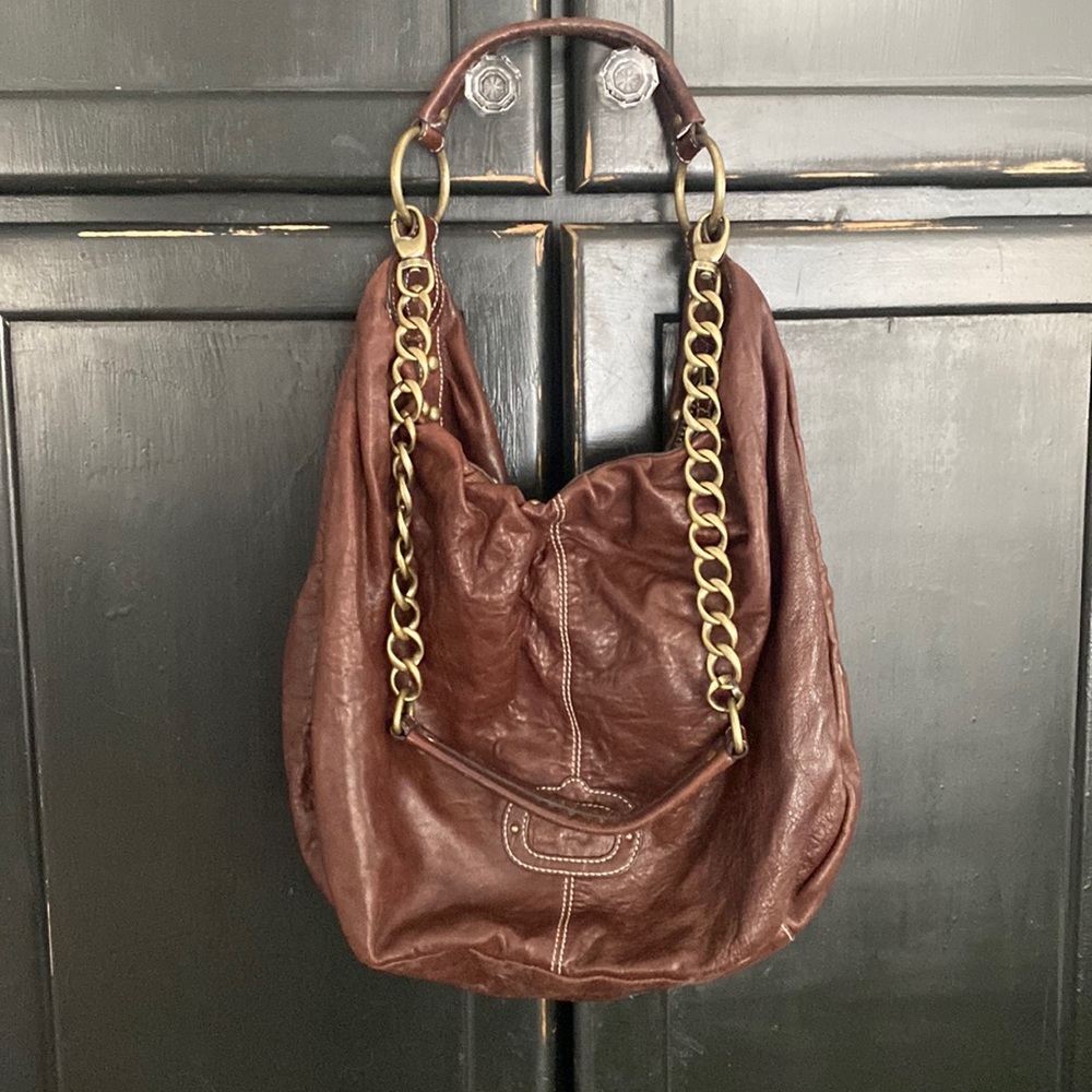 Cynthia Rowley Brown Leather Bag with Gold Chain